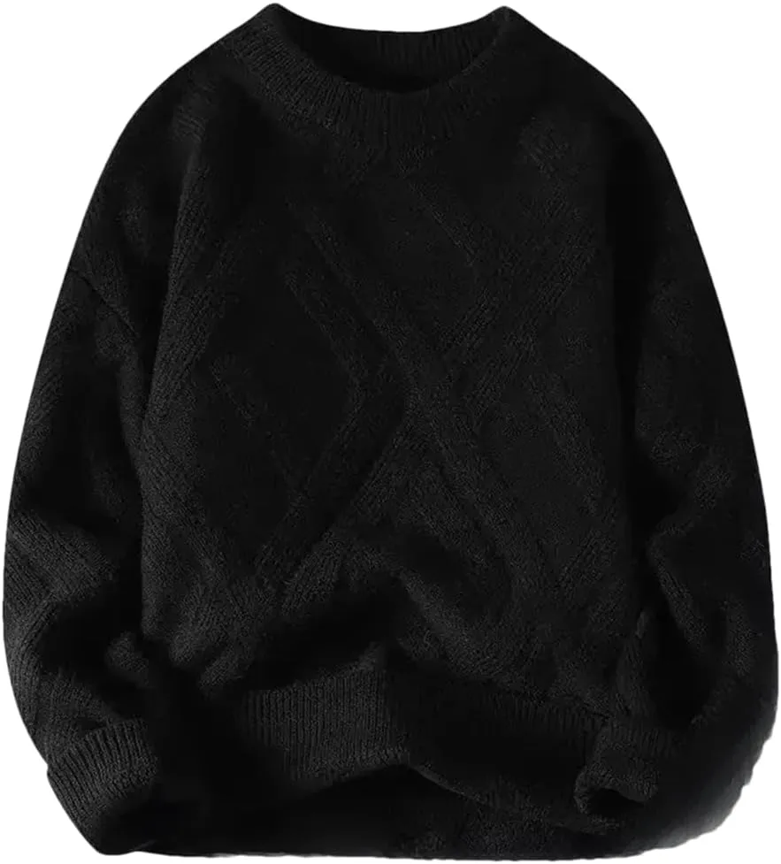 

Мужской повседневный свободный вязаный пуловер с круглым вырезом