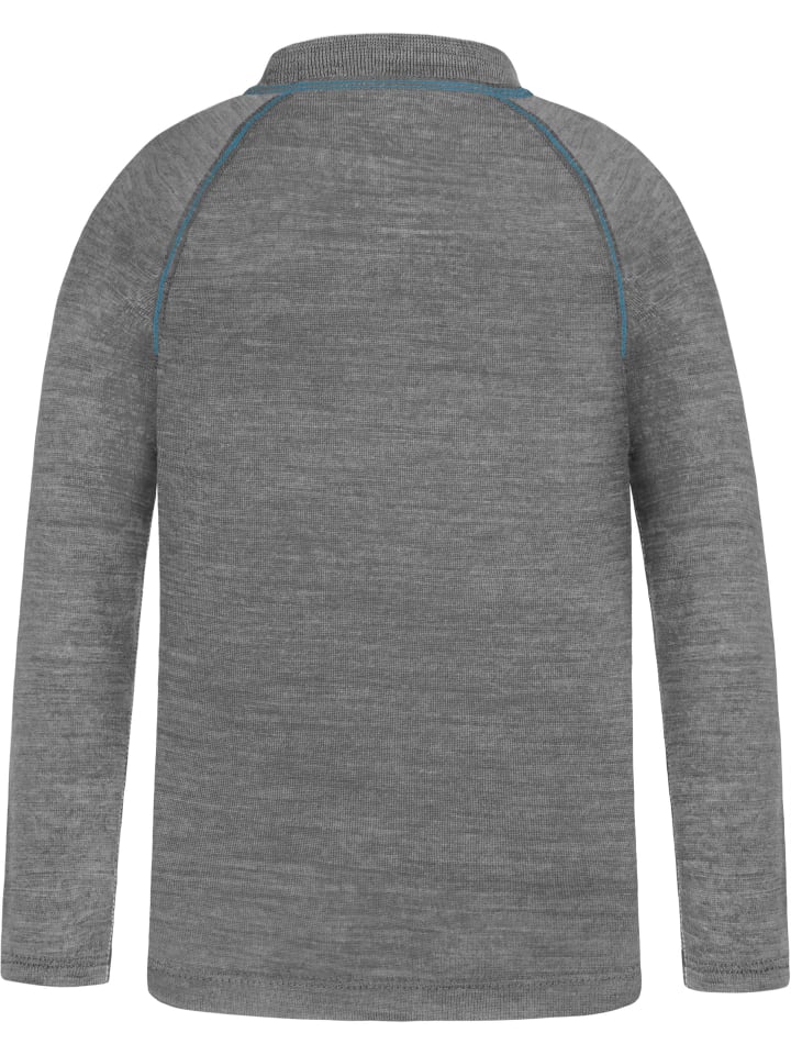 Normani Outdoor Sports Детская футболка с длинным рукавом из мериносовой шерсти с застежкой-молнией на четверть длины, модель Nyapari, серого цвета — фото 2