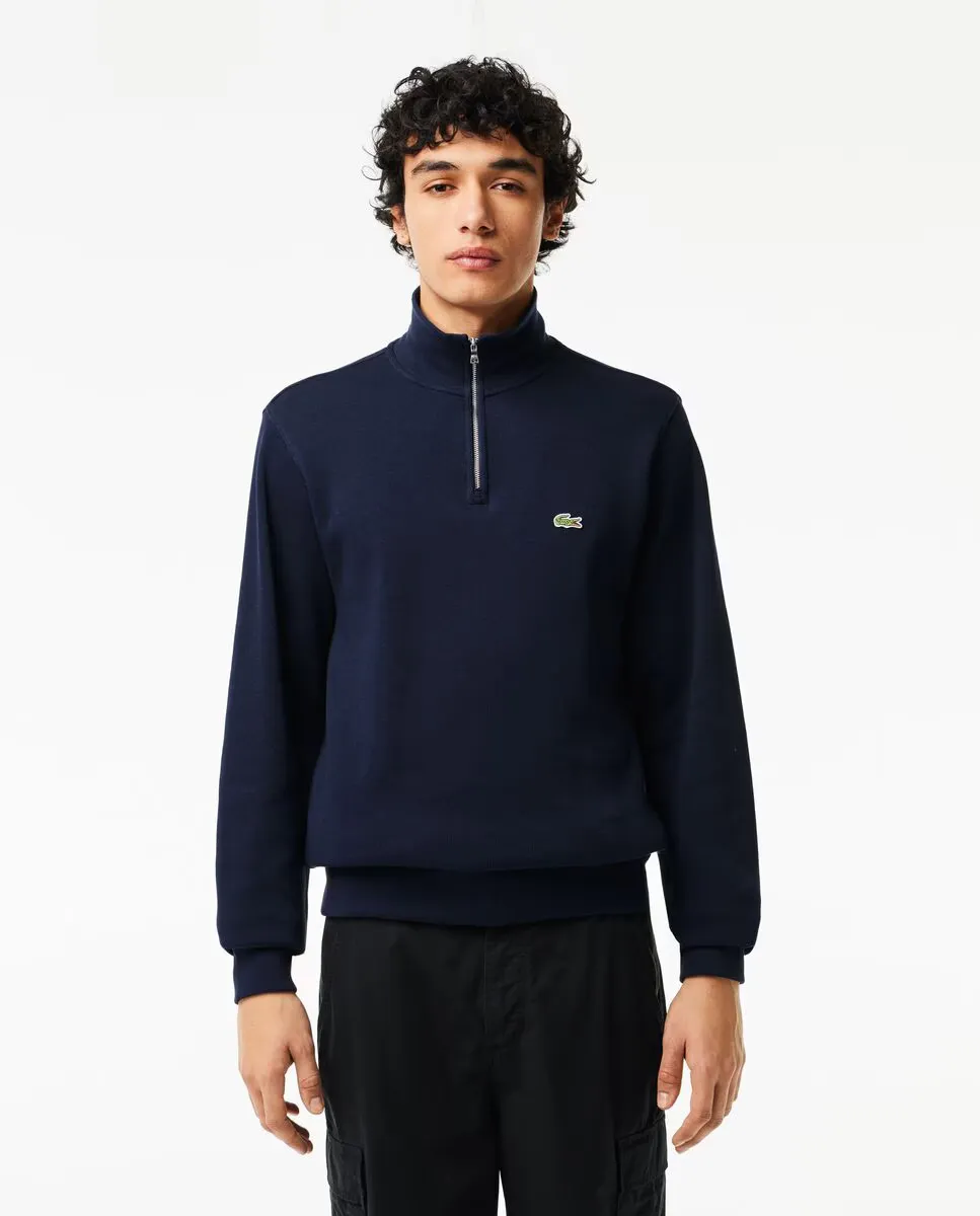 

Мужская хлопковая толстовка с высокой молнией Lacoste, темно-синий