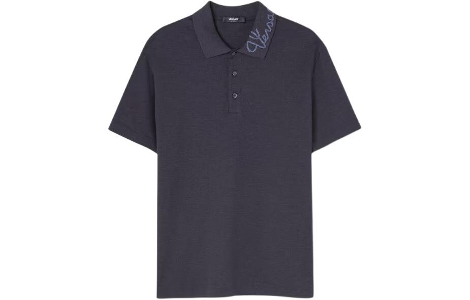 

Поло с вышитым логотипом VERSACE, темно-серый