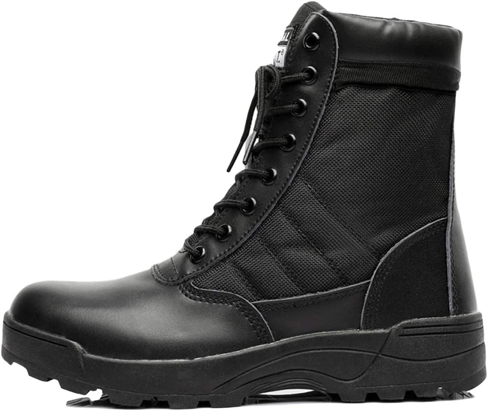 

Военные боевые ботинки Wygwlg для мужчин, уличные, пустынные армейские, с боковой молнией, шнуровкой, легкие тактические ботинки для кадетов и пеших прогулок, черный