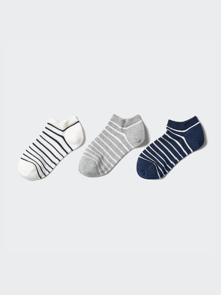 

Короткие носки полосатые, 3 пары Uniqlo, цвет 03 серый