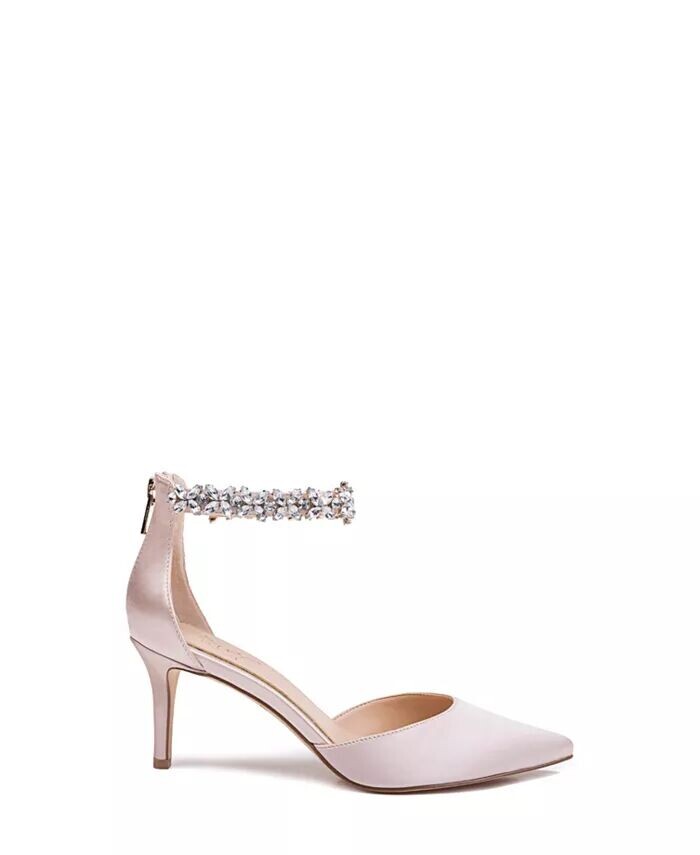 Женские вечерние туфли Raleigh со стразами и ремешком на щиколотке Jewel Badgley Mischka, бежевый — фото 2