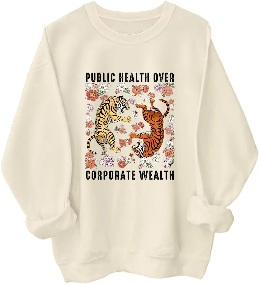 

Толстовка с принтом "Public Health Over Corporate Wealth" для мужчин и женщин Racsea