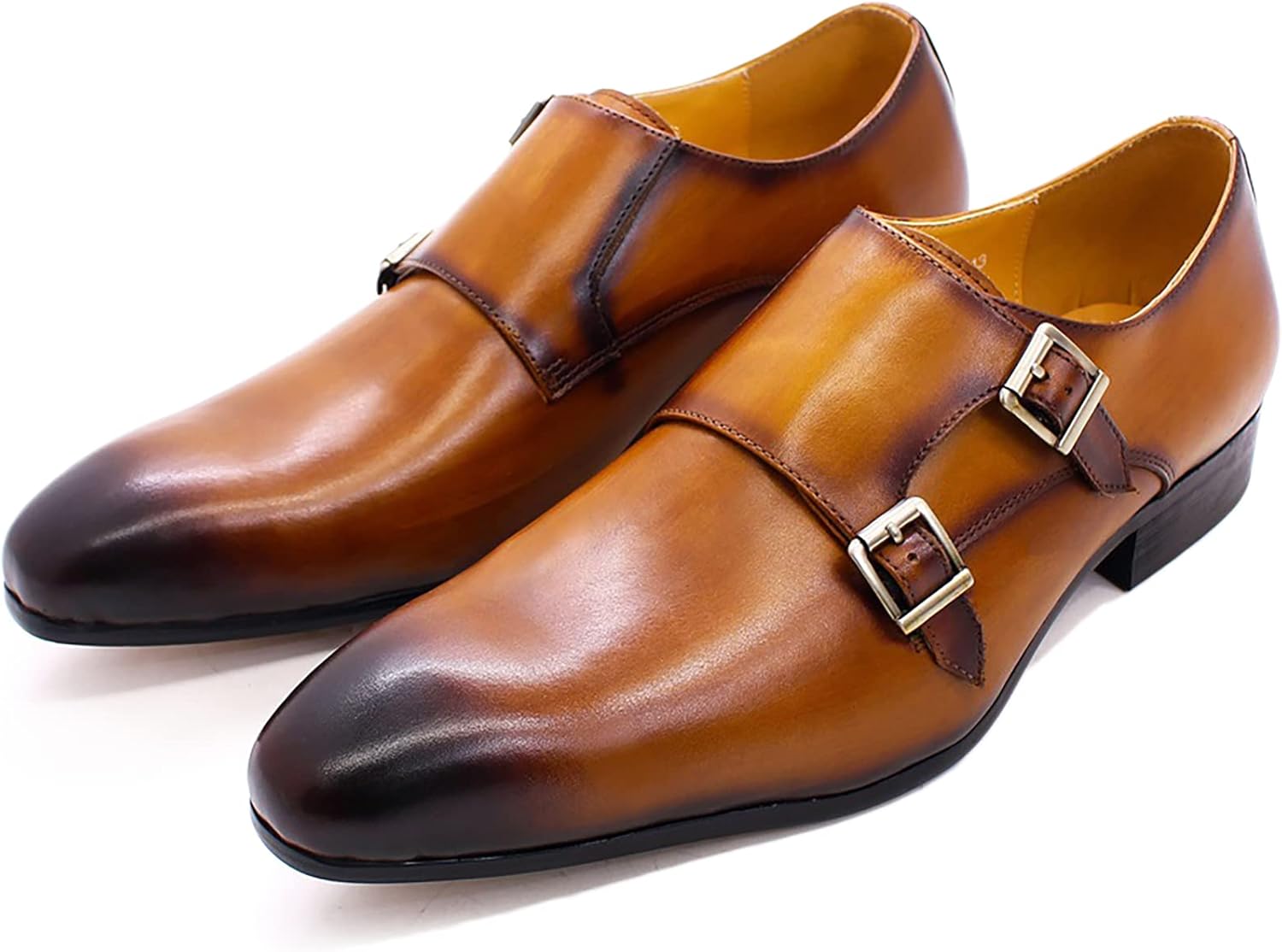 

Мужские кожаные лоферы без шнурков Moccasion с двойной пряжкой, мокасины для офиса и формальные, коричневые-41 Generic