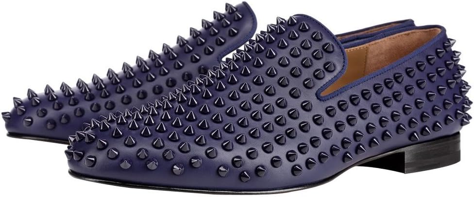 

Мужские и женские модные лоферы FSJ с шипами и заклепками, темно-синий
