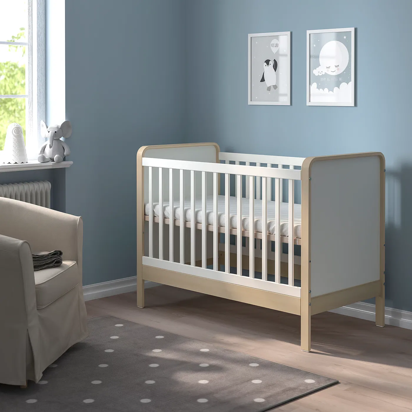 Детская кроватка, березовая/белая, 60x120 см Älskvärd IKEA — фото 2