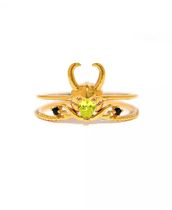 

Набор колец Локи, бога историй, покрытый кристаллами и золотом от Marvel Studios Girls Crew, gold