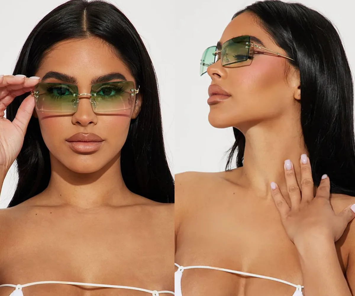 

Солнцезащитные очки SORVINO без оправы, прямоугольной формы, для женщин и мужчин, модные, с прозрачными линзами розового и голубого цвета, без оправы, Brown+blue