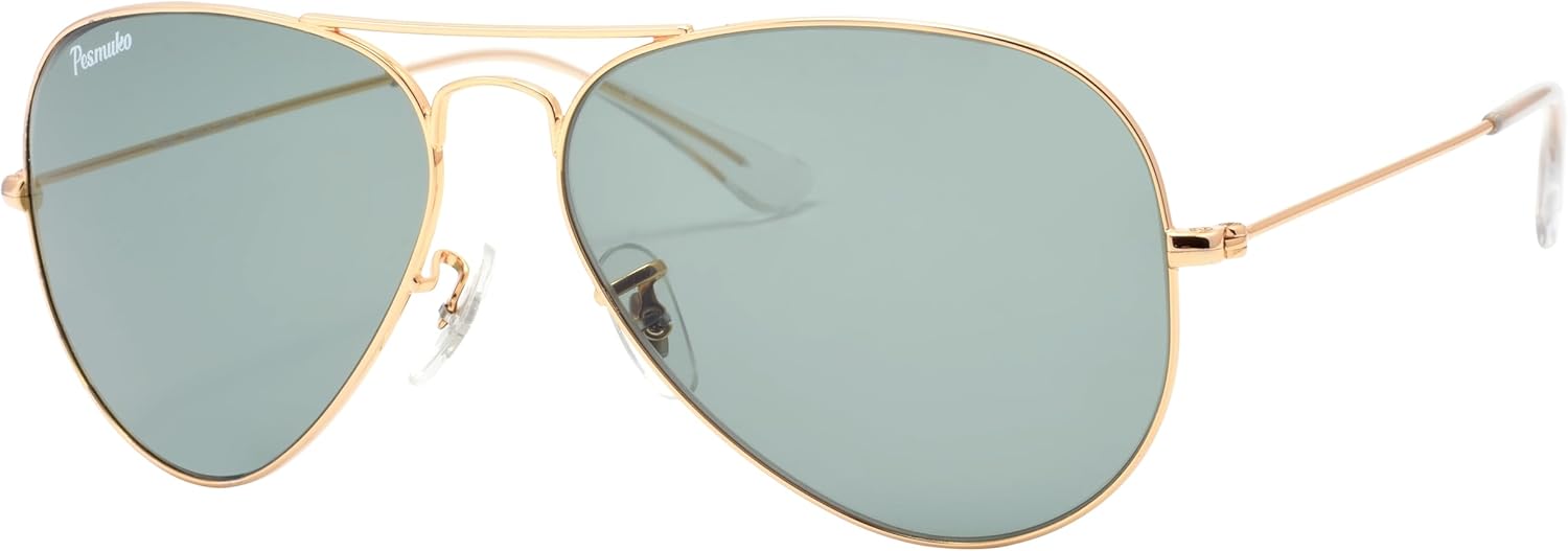 

Классические солнцезащитные очки-авиаторы для женщин и мужчин, очки для вождения с хрустальными поляризованными линзами, блокирующими УФ-излучение, артикул P19325 PESMUKO, Gold/Grey Blue-non Polarized