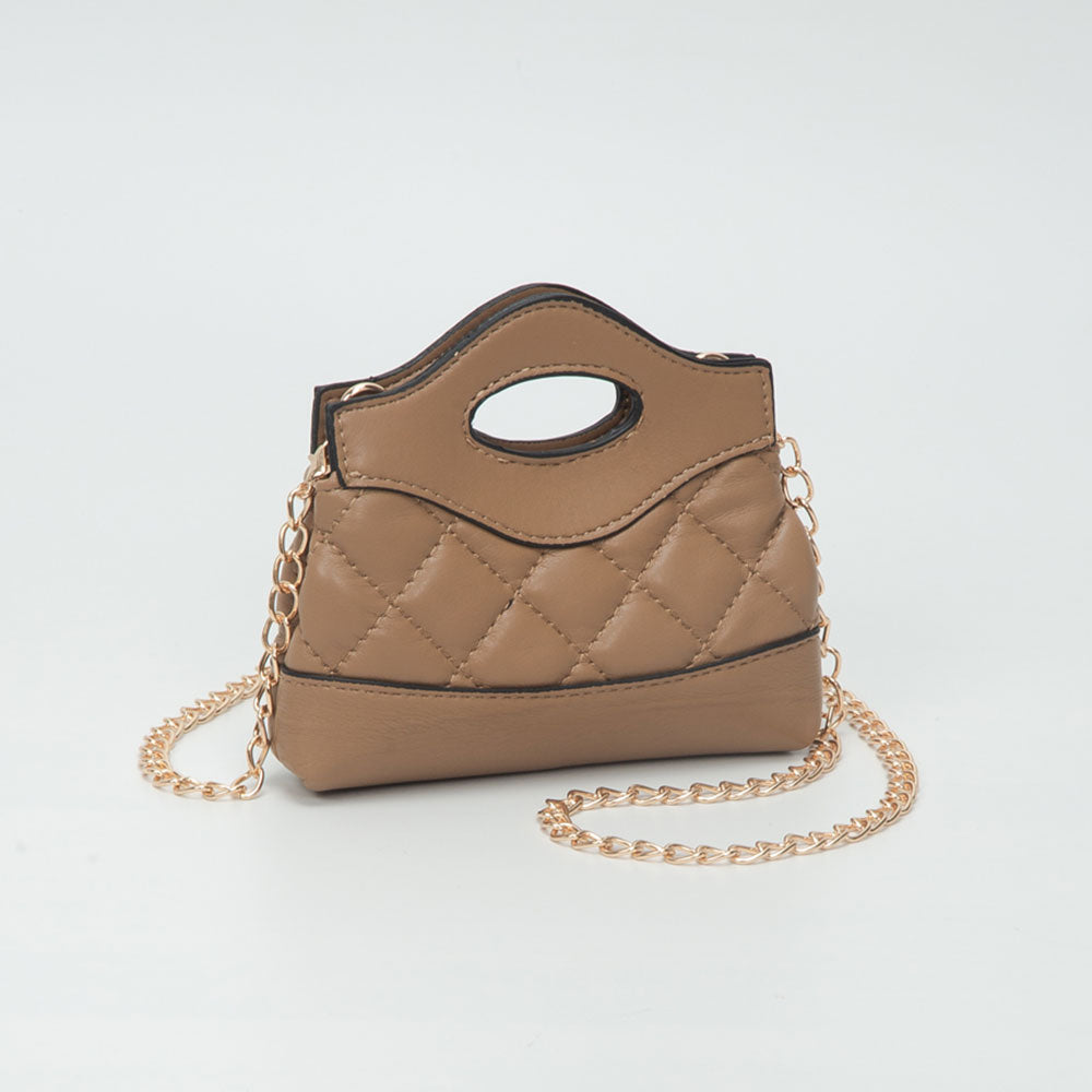 

Миниатюрная стеганая сумка через плечо из гладкой искусственной кожи FASHNZFAB, серо-коричневый