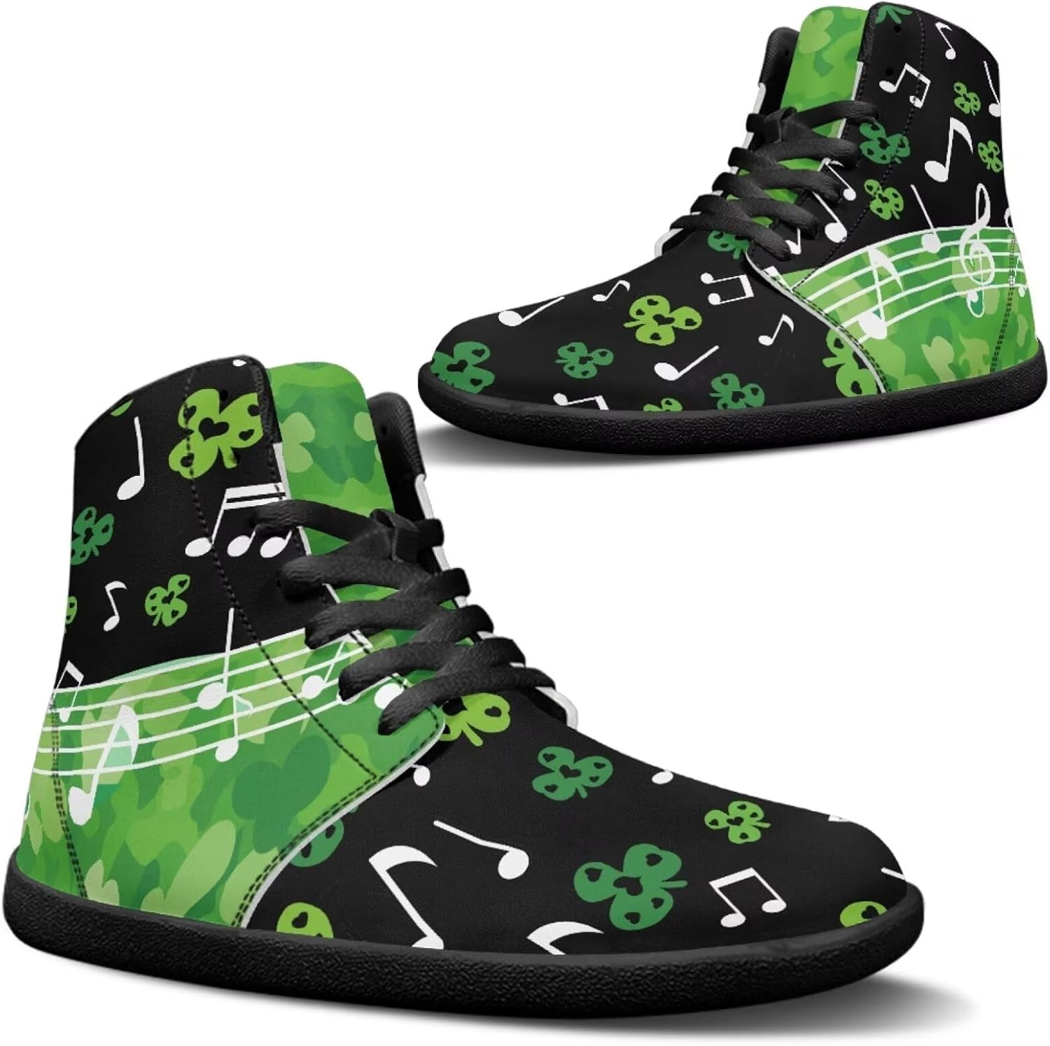 

Мужские кроссовки Jeiento из искусственной кожи для Дня Святого Патрика с широким носком, для ходьбы, высокие повседневные обувь, St. Patrick's Day Music Note