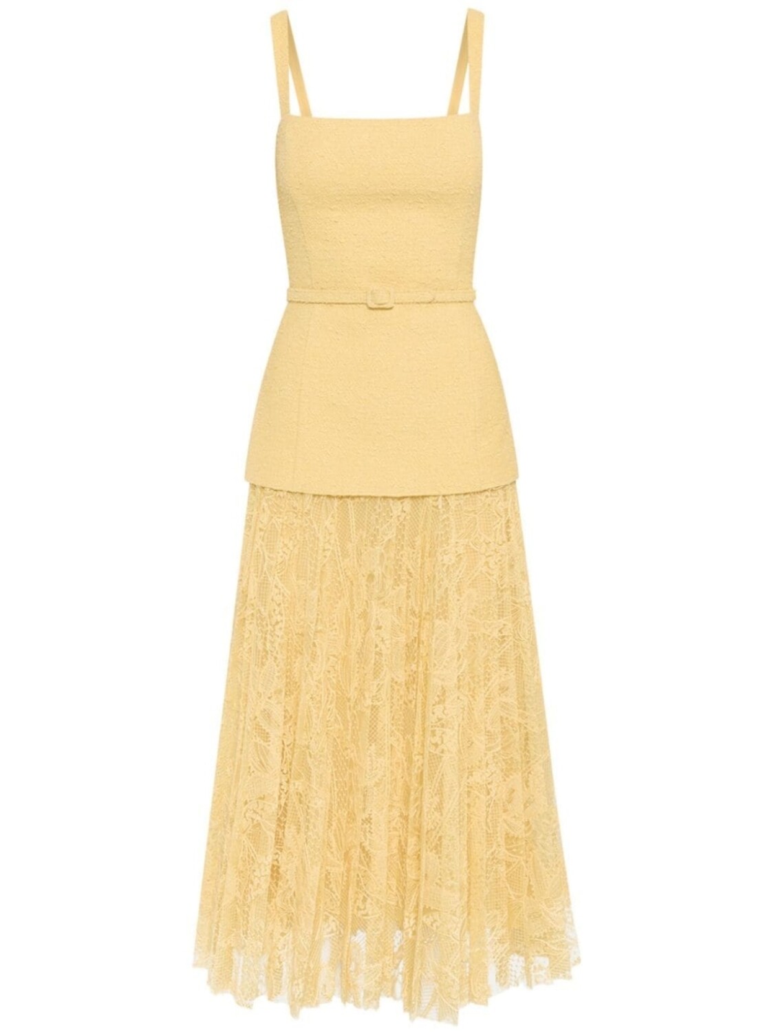 

Твидовое платье миди с кружевом Orchid Oscar de la Renta, желтый