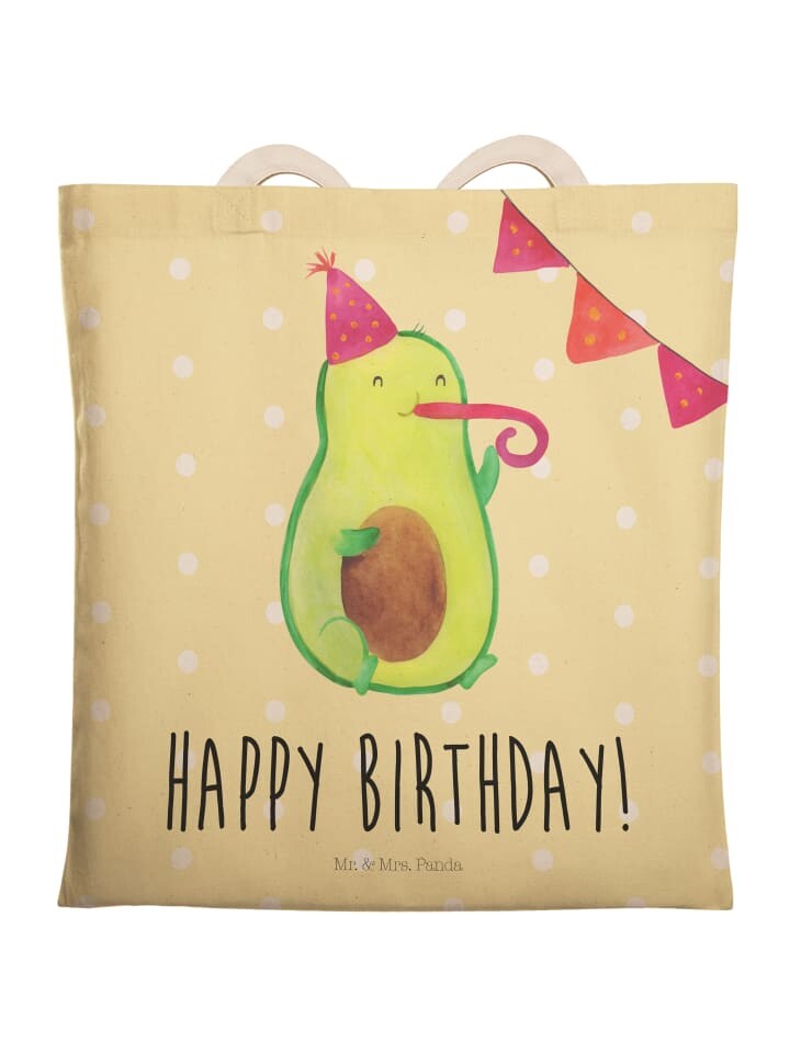 

Шоппер Mr. & Mrs. Panda Einkaufstasche Avocado Geburtstag mit Spruch, цвет Gelb Pastell