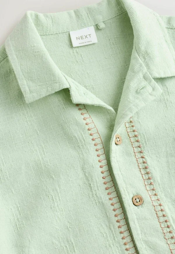 Рубашка с коротким рукавом стандартного кроя Next, Mint Green Safari Embroidery — фото 2