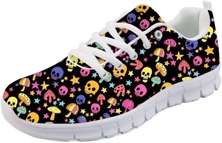 

Женские беговые кроссовки Forchrinse с принтом скелета в стиле тай-дай, унисекс, с черепом, для ходьбы, спорта, модные повседневные и спортивные обувь, Skeleton Mushroom