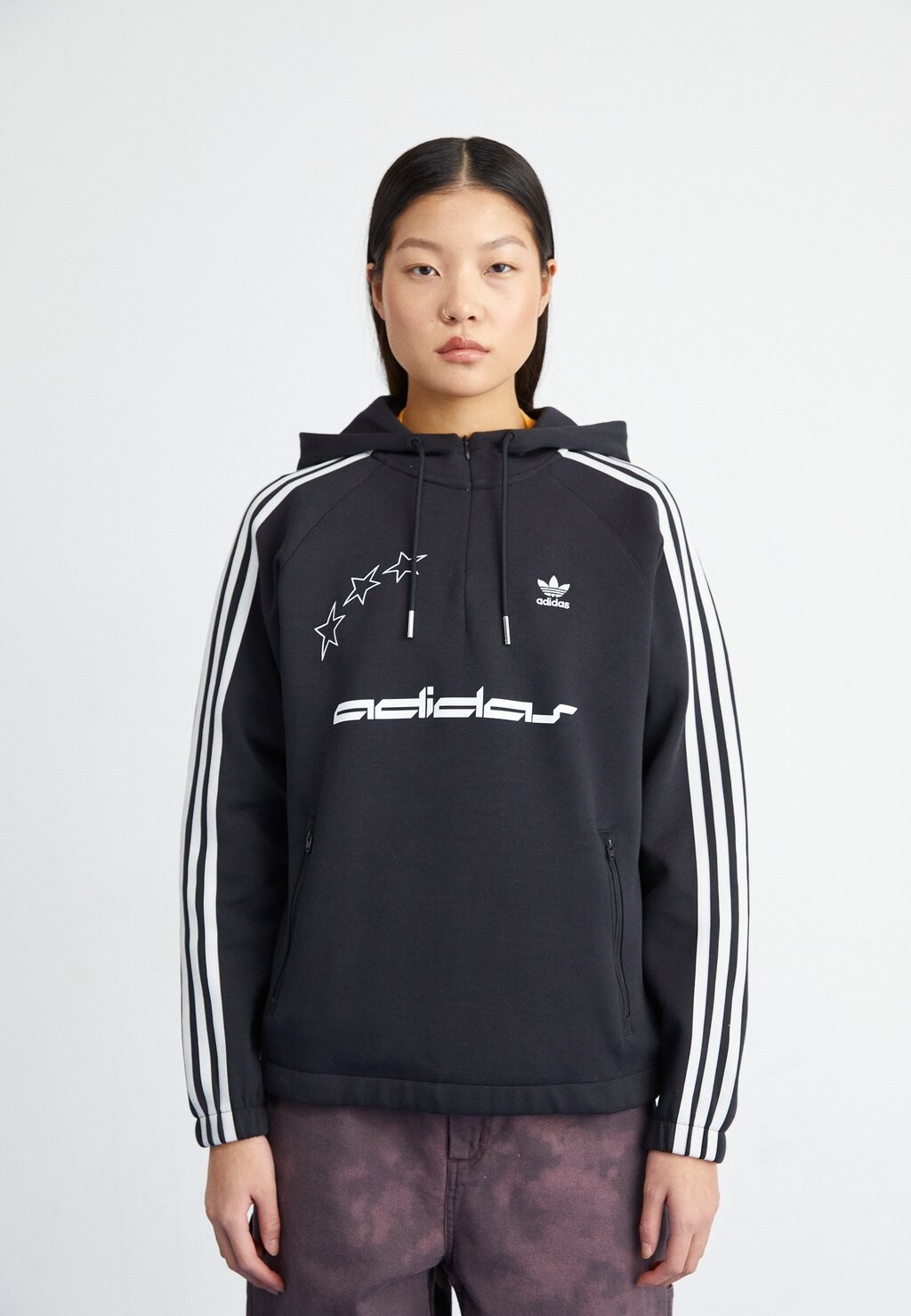 

Толстовка LOOSE CUTLINE HOODIE adidas Originals, цвет black