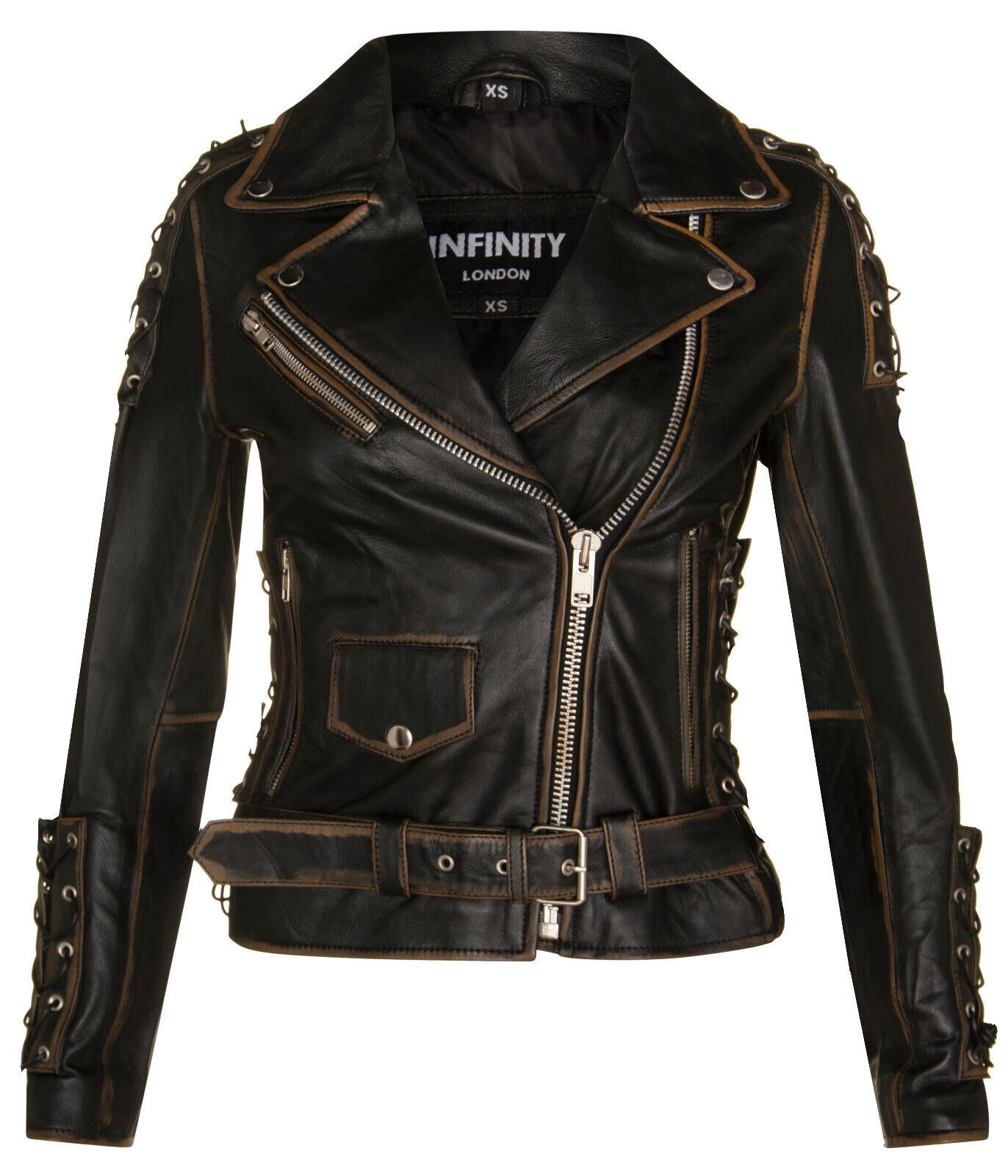 

Женская кожаная косуха Brando в черном цвете Infinity Leather