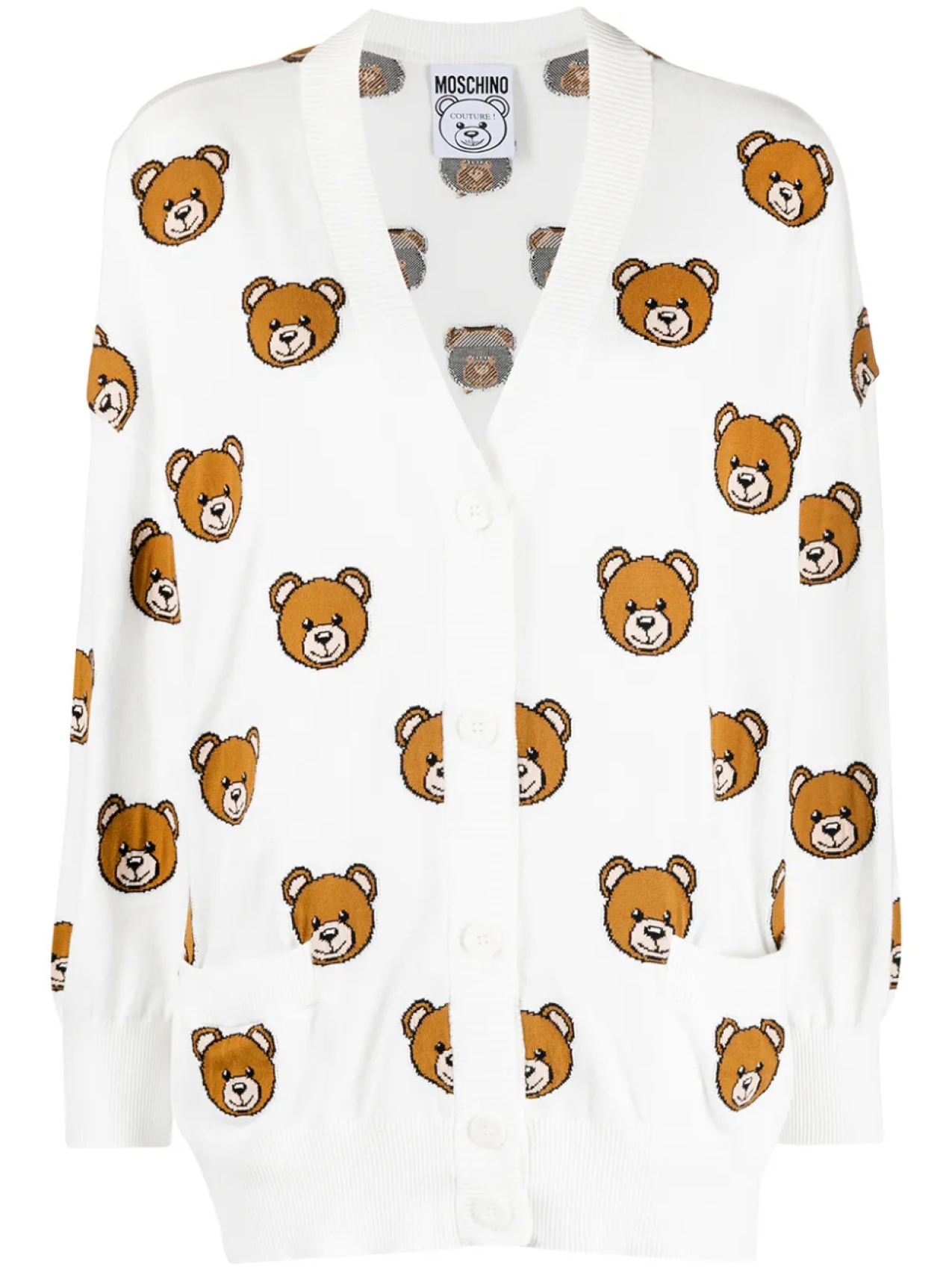 

Moschino кардиган оверсайз с узором Teddy Bear, белый
