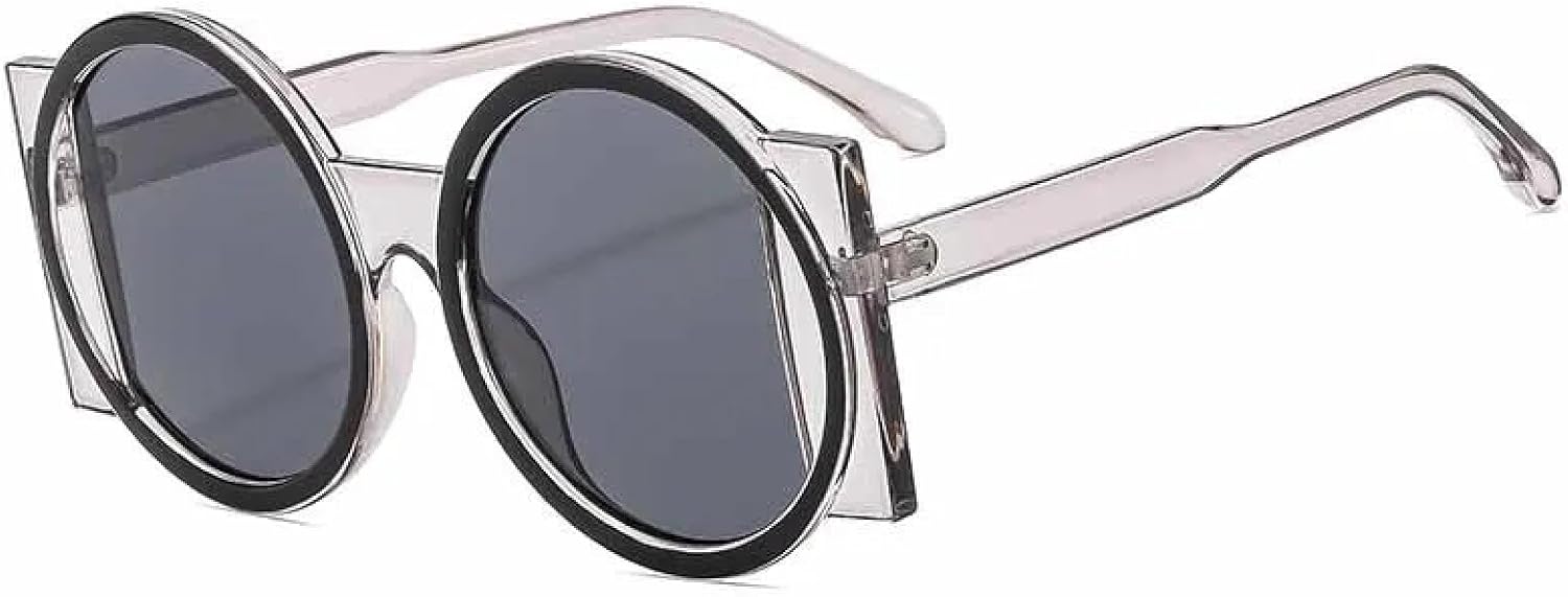 

Модные солнцезащитные очки большого размера круглой формы для женщин, в стиле ретро, ​​роскошные, стильные, для активного отдыха, уличной фотографии, солнцезащитные очки UV400 TKKTLLT, Gray Gray