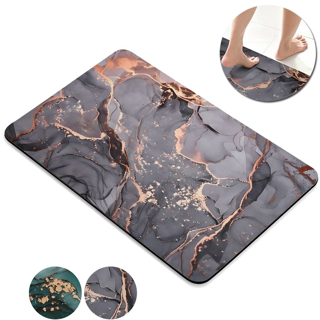 

Коврик для ванной комнаты Коврик для душа Нескользящий мягкий коврик для ванной Коврик для ванной с мраморным узором Водопоглощающий быстросохнущий коврик для ванной 40 x 60 см easy home