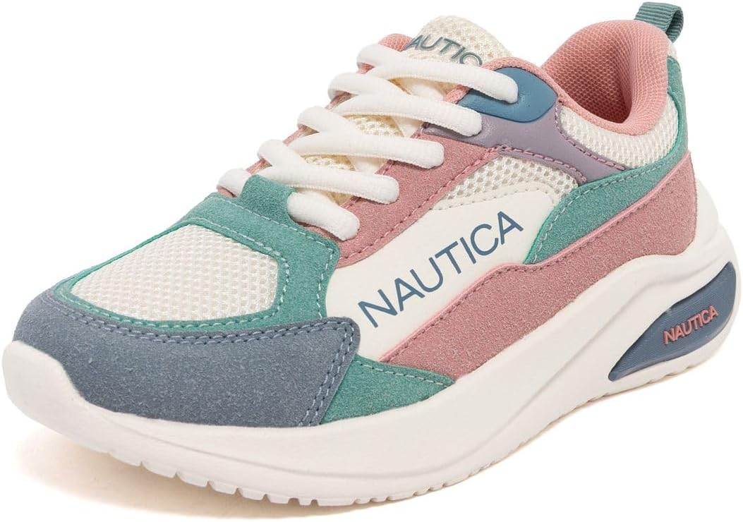 

Кроссовки Nautica для девочек - спортивная обувь для бега и ходьбы с амортизирующей стелькой, легким верхом из сетки и прочной подошвой для повседневного ношения - Madax (для старших и младших детей), Bone Pastel