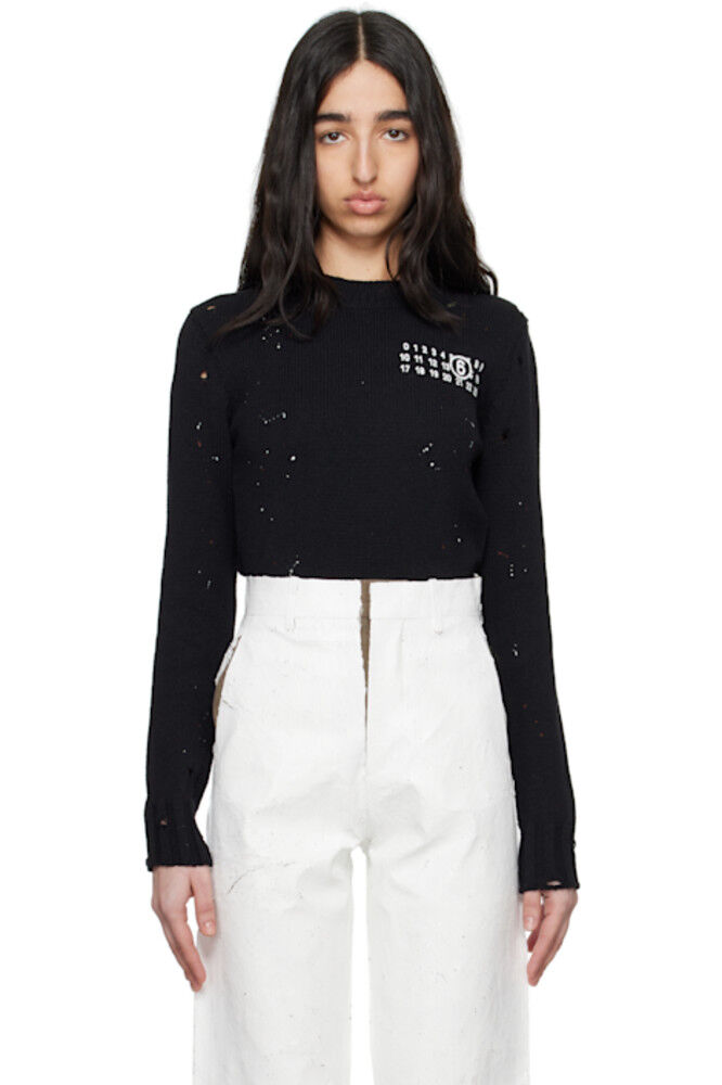 

Черный вязаный свитер с остатками краски MM6 Maison Margiela