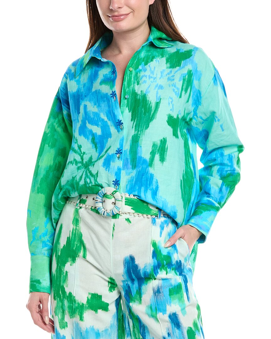 

Рубашка свободного кроя Hemant & Nandita из смесовой льняной ткани Hemant & Nandita, зеленый