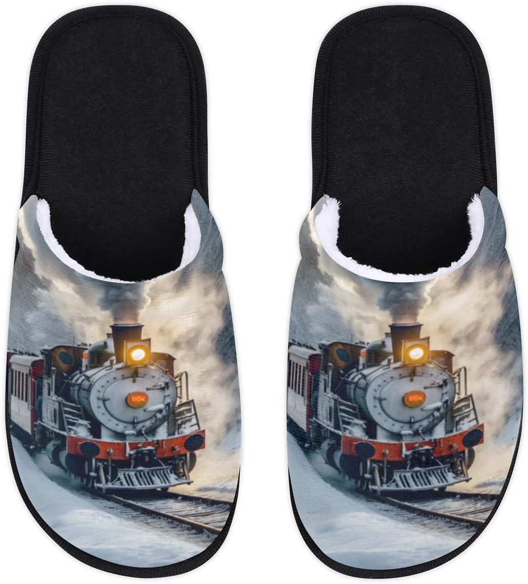 

Зимние домашние тапочки для женщин и мужчин, винтажные тапочки в виде локомотива, мягкие, пушистые, теплые, легкие, уютные домашние тапочки с нескользящей подошвой Bardic, Multicolor