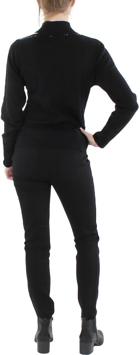 Женский свитер Calvin Klein с воротником-стойкой и пайетками, Black — фото 2