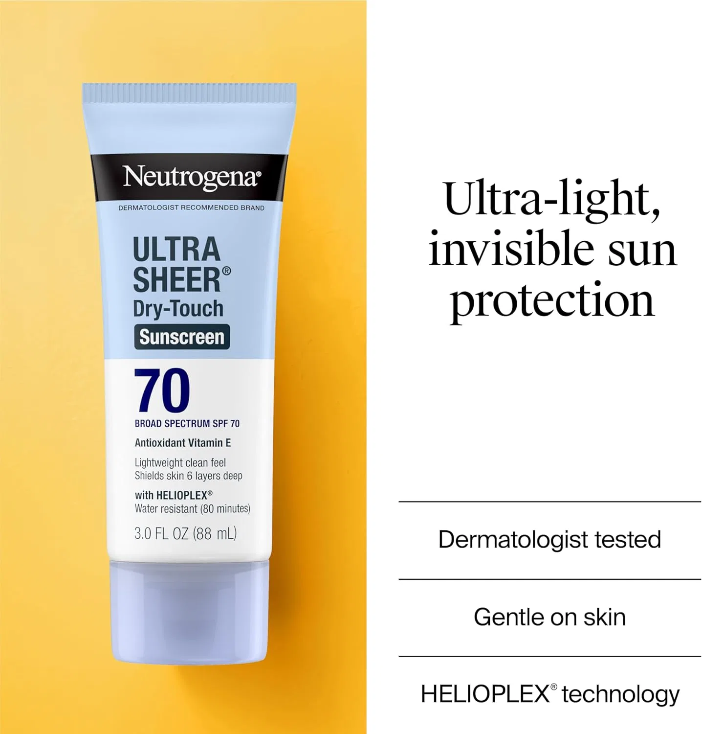 Солнцезащитный лосьон для лица Neutrogena Ultra Sheer Dry-Touch SPF 70, набор 3 шт., 88 мл, белый — фото 3