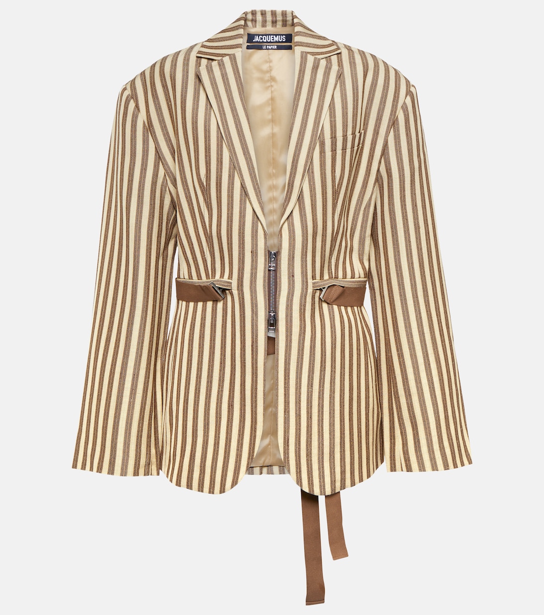 

Полосатый блейзер La Veste Filu с поясом Jacquemus, Beige Brown Stripes