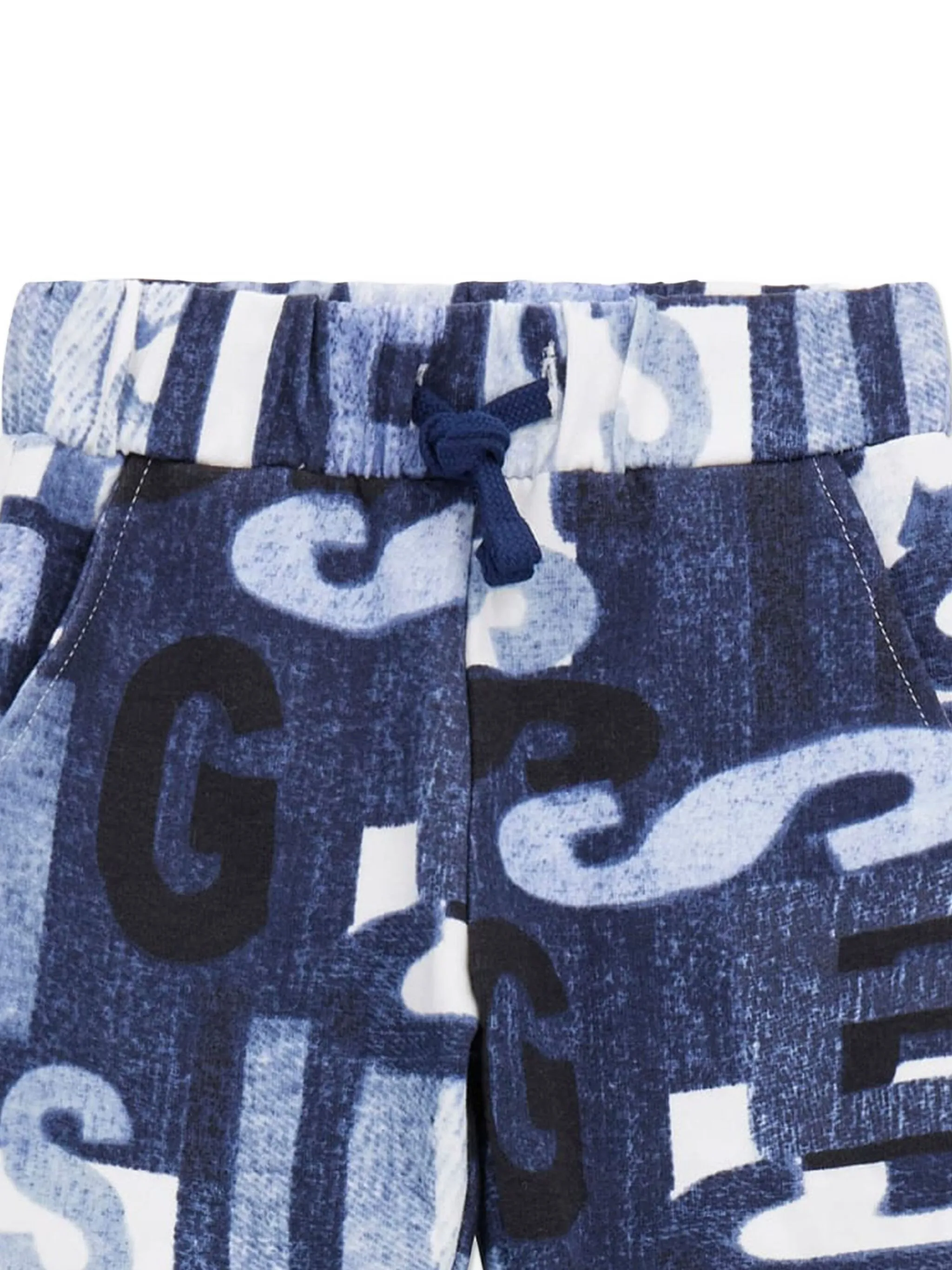Брюки с кулиской и принтом в виде букв Guess Kids, синий — фото 3