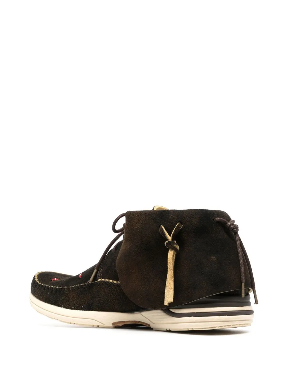 Кроссовки на шнуровке с бахромой visvim, коричневый — фото 3