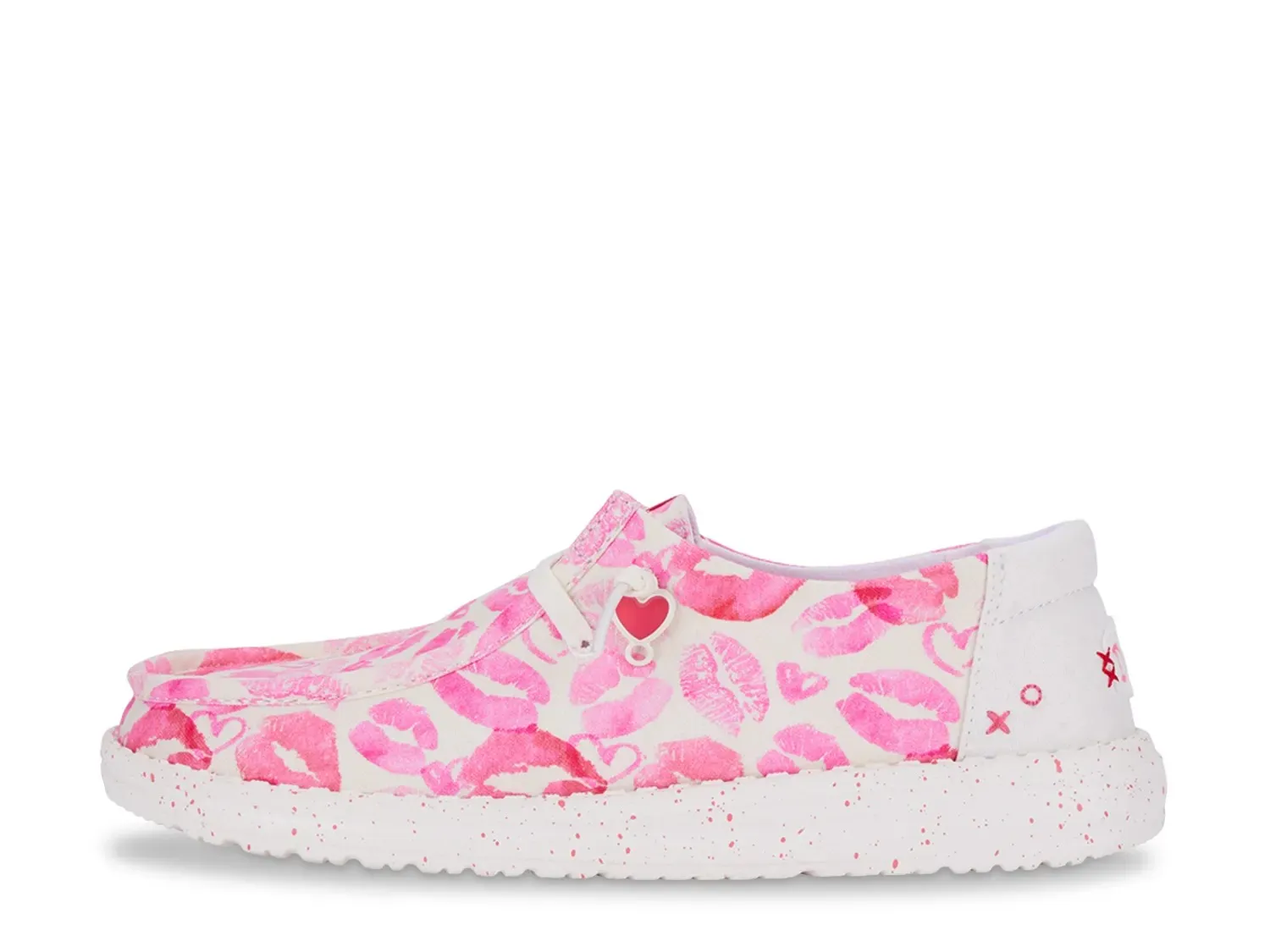 Туфли-лодочки HEYDUDE Wendy Kiss Slip-On — женские, с принтом белой/розовой помады — фото 3