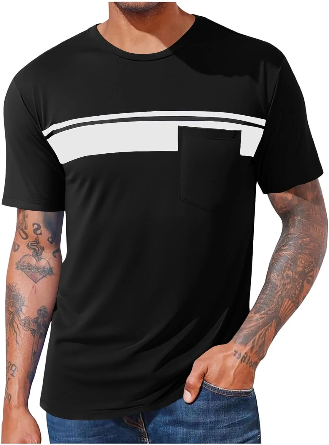 

Мужская футболка с карманом и цветным пэчворком TXGMNA