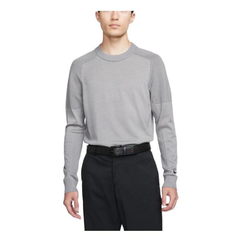 

Свитер Nike Solid Color Golf Sports Round Neck Long Sleeves Wool Sweater Men's Grey