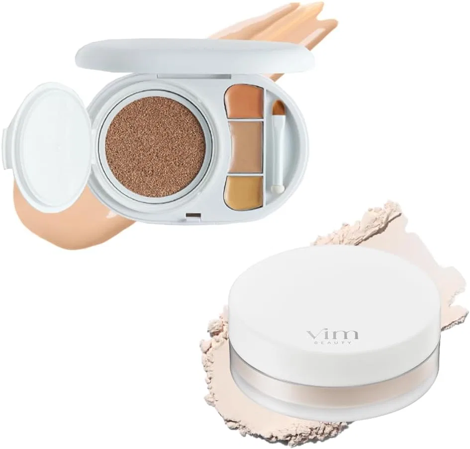 Набор тональных средств Vim Beauty: кушон SPF50+ PA+++, консилер 3 цвета, пудра 6 г