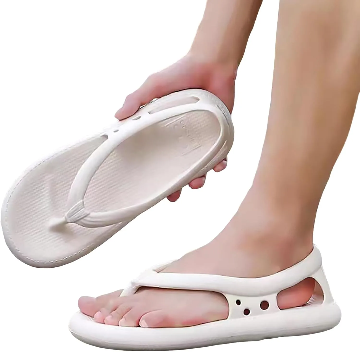 Мужские сандалии - вьетнамские плоские сандалии-вьетнамки Cloud Flat Thong Sandals, с ножницами, на удобной платформе, без элегантной летней пляжной обуви (белые, EU 36) Quintra — фото 2
