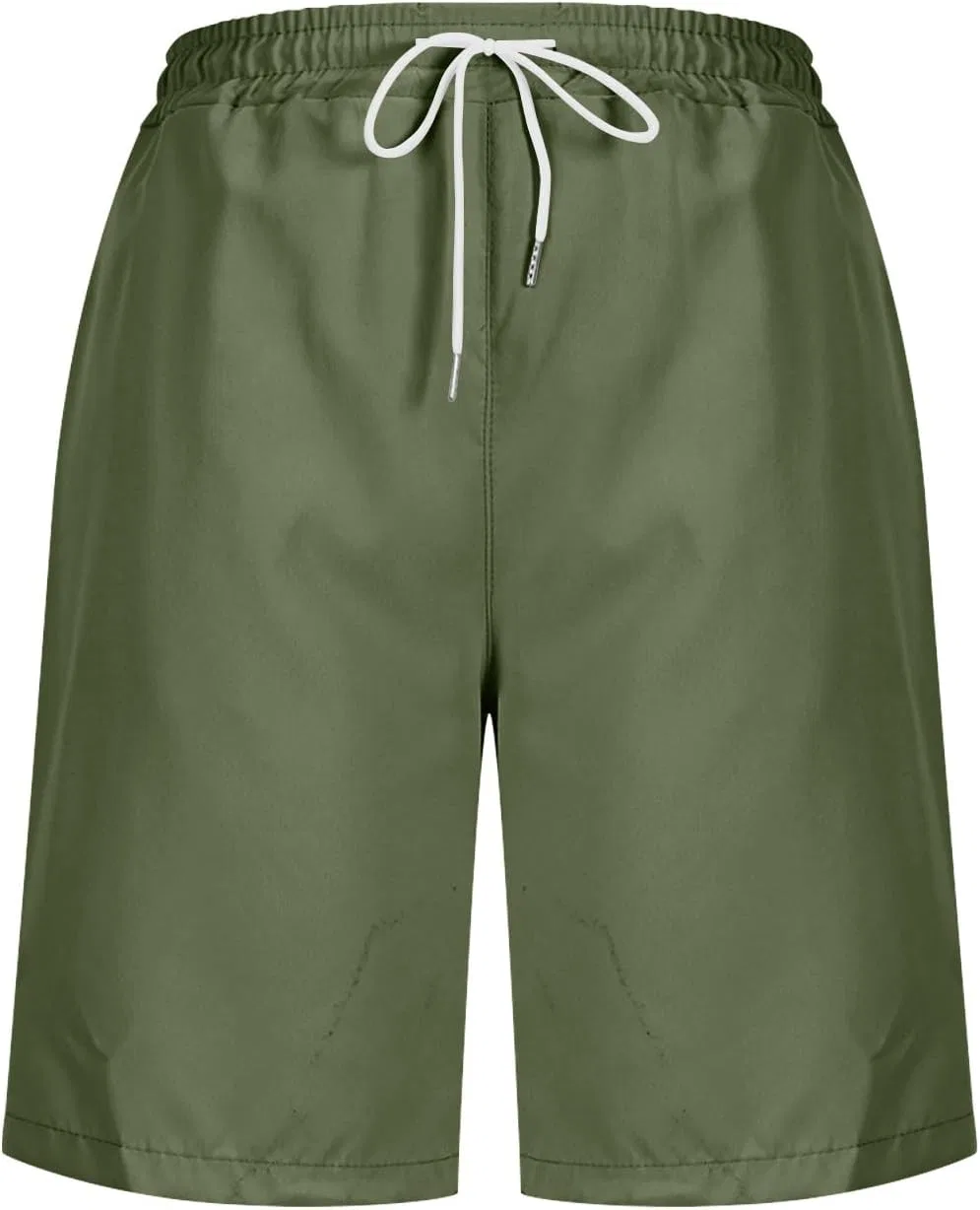 Шорты женские активные, Elastic Waist Drawstring, армейский зеленый — фото 4