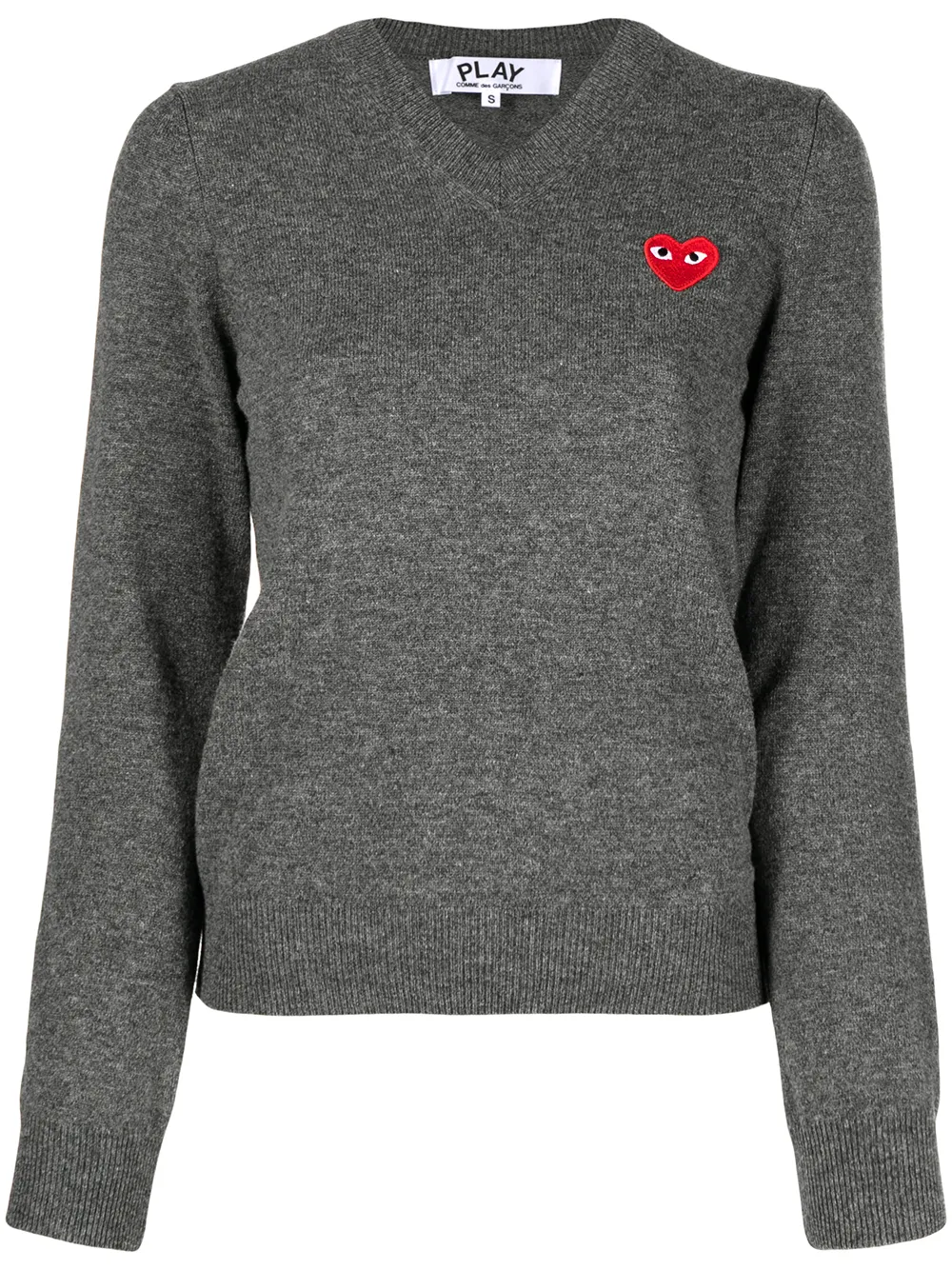 

Джемпер с V-образным вырезом и вышивкой Comme Des Garçons Play, серый