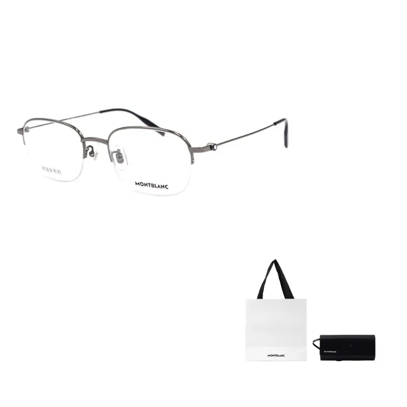 

MONTBLANC Титановые круглые очки металлического серого цвета, Metal Gray