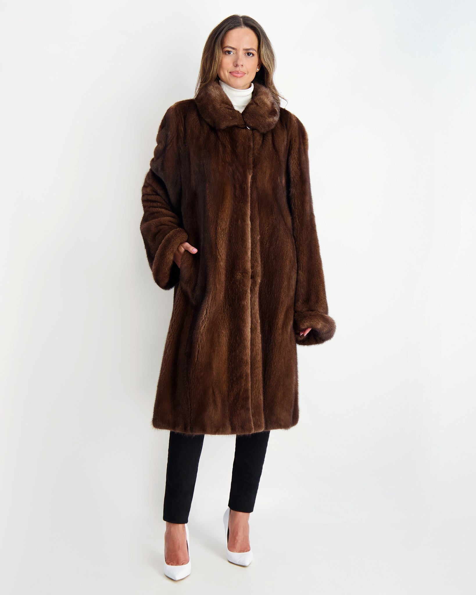 

Норковая короткая шуба Gorski, цвет scanbrown
