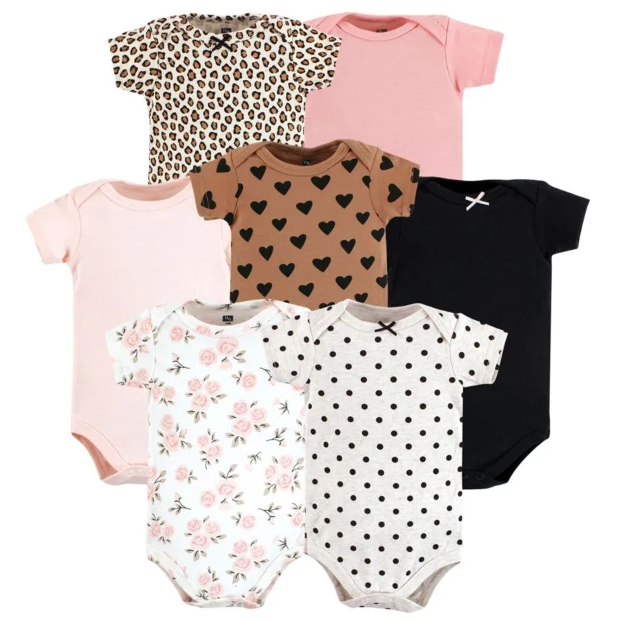 Хлопковые боди, набор из 7 штук Hudson Baby, cinnamon розовый prints