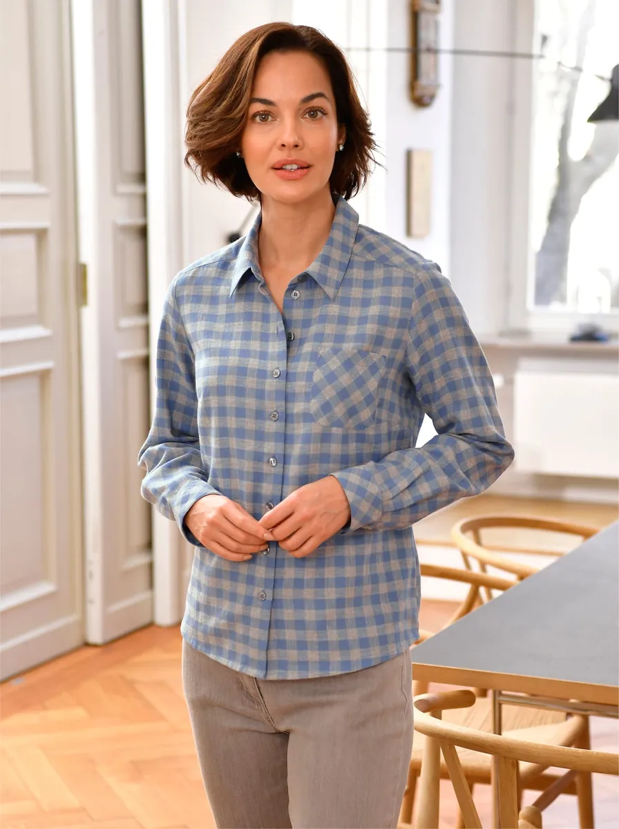 

Блузка-рубашка в стиле casual Casual Looks, цвет Taubenblau-Kariert