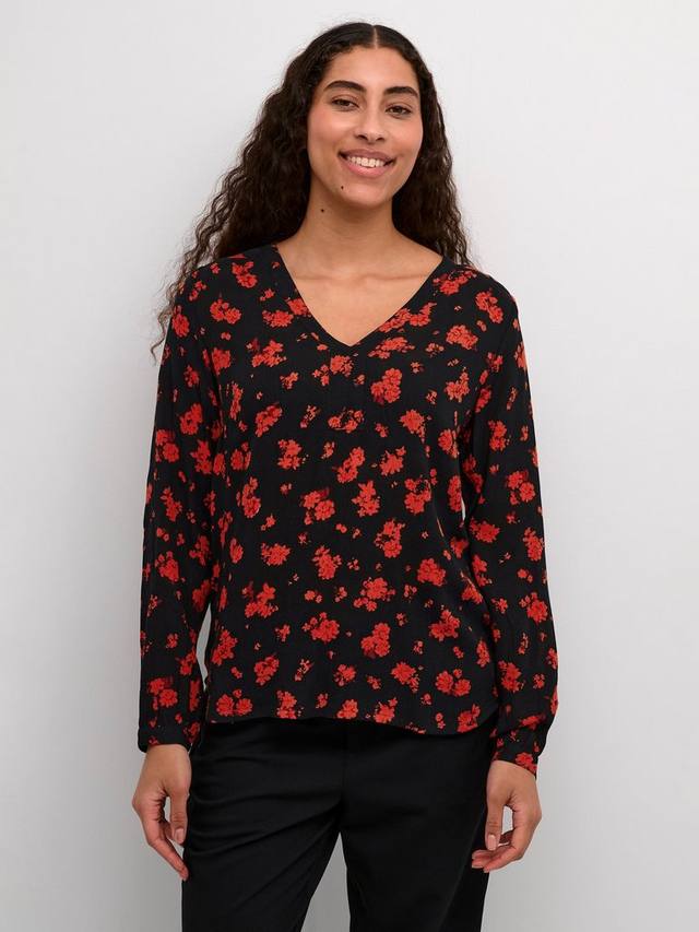 

Янтарный цветочный топ KAFFE, цвет Black/Red