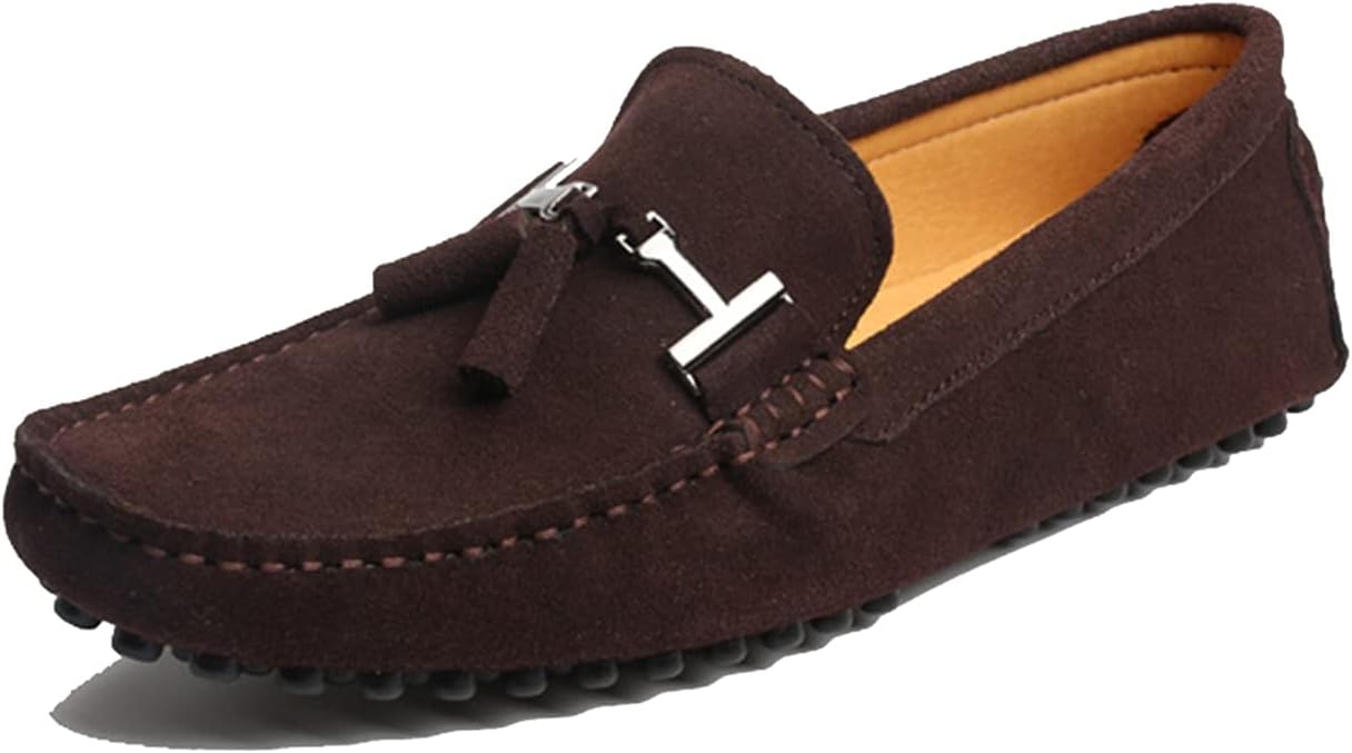 

Мужские повседневные мокасины из замши с кисточками, лодочные туфли с отделкой пенни Litnermia, темно-коричневый