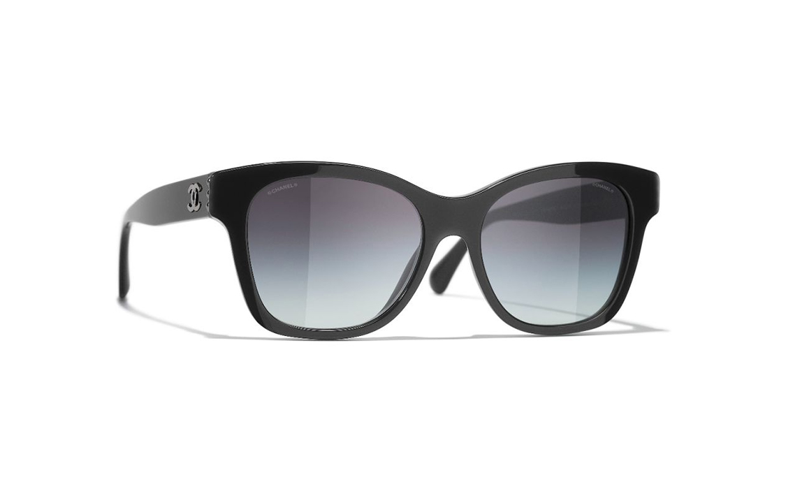 CHANEL Пластиковая оправа бабочка солнцезащитные очки Unisex Black — фото 4