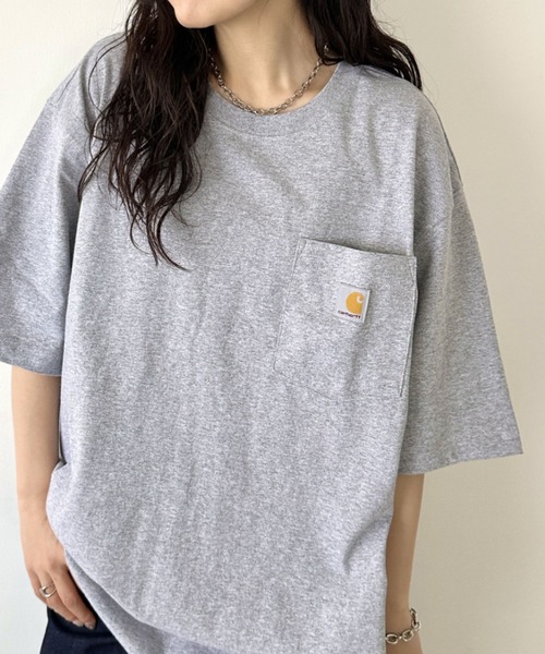 

Футболка с карманом, свободный крой, хлопок Carhartt, серый
