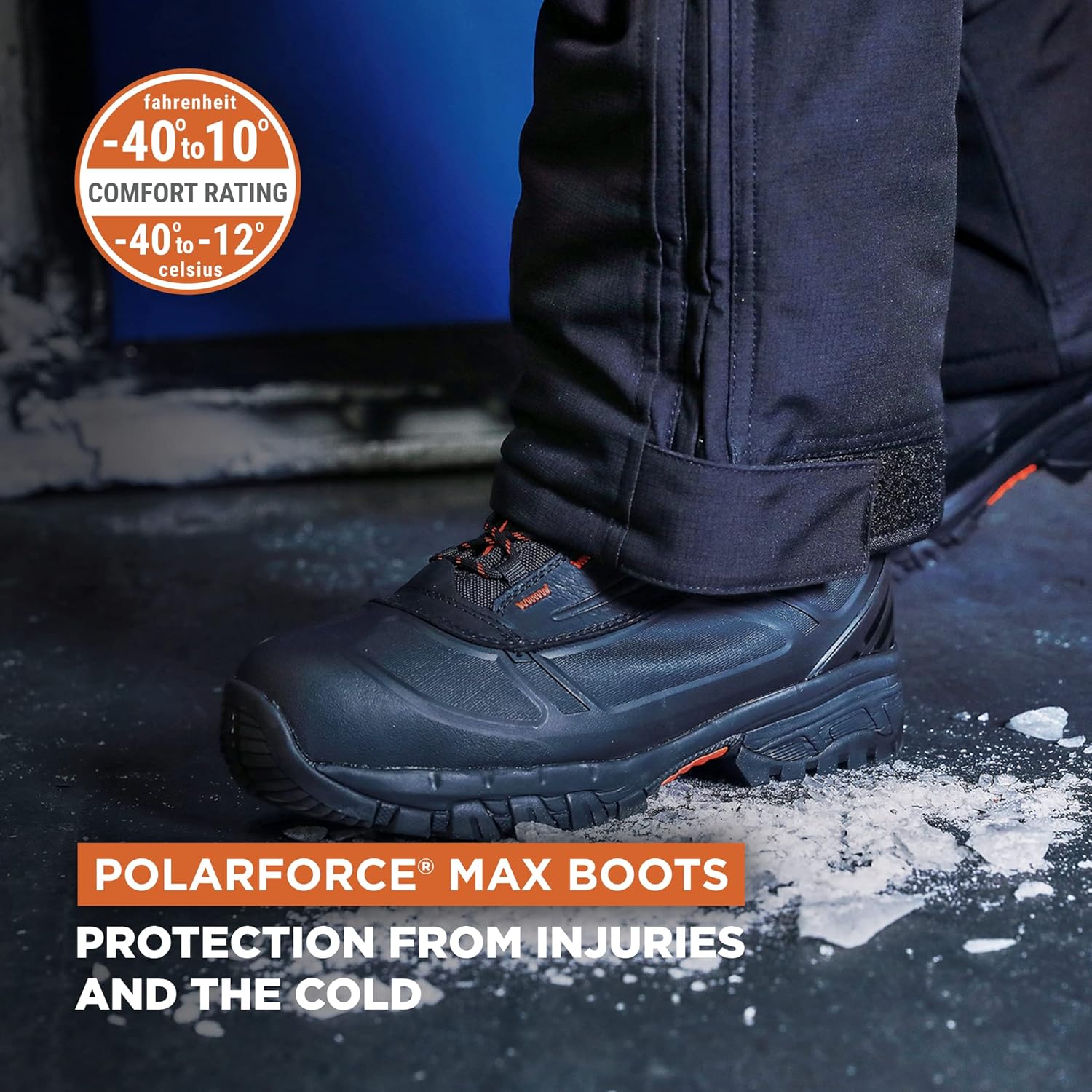 Мужские рабочие ботинки RefrigiWear PolarForce Max, кожаные рабочие ботинки, комфорт при -40°F, черный — фото 2